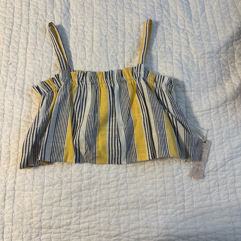 Striped Yellow and Blue Crop Top